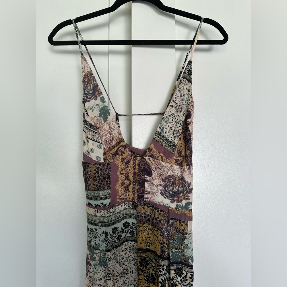 Free People Margarita Patchwork Jumpsuit 4 Boho Hippie Festival Paisley Wide Leg - Picture 5 of 16